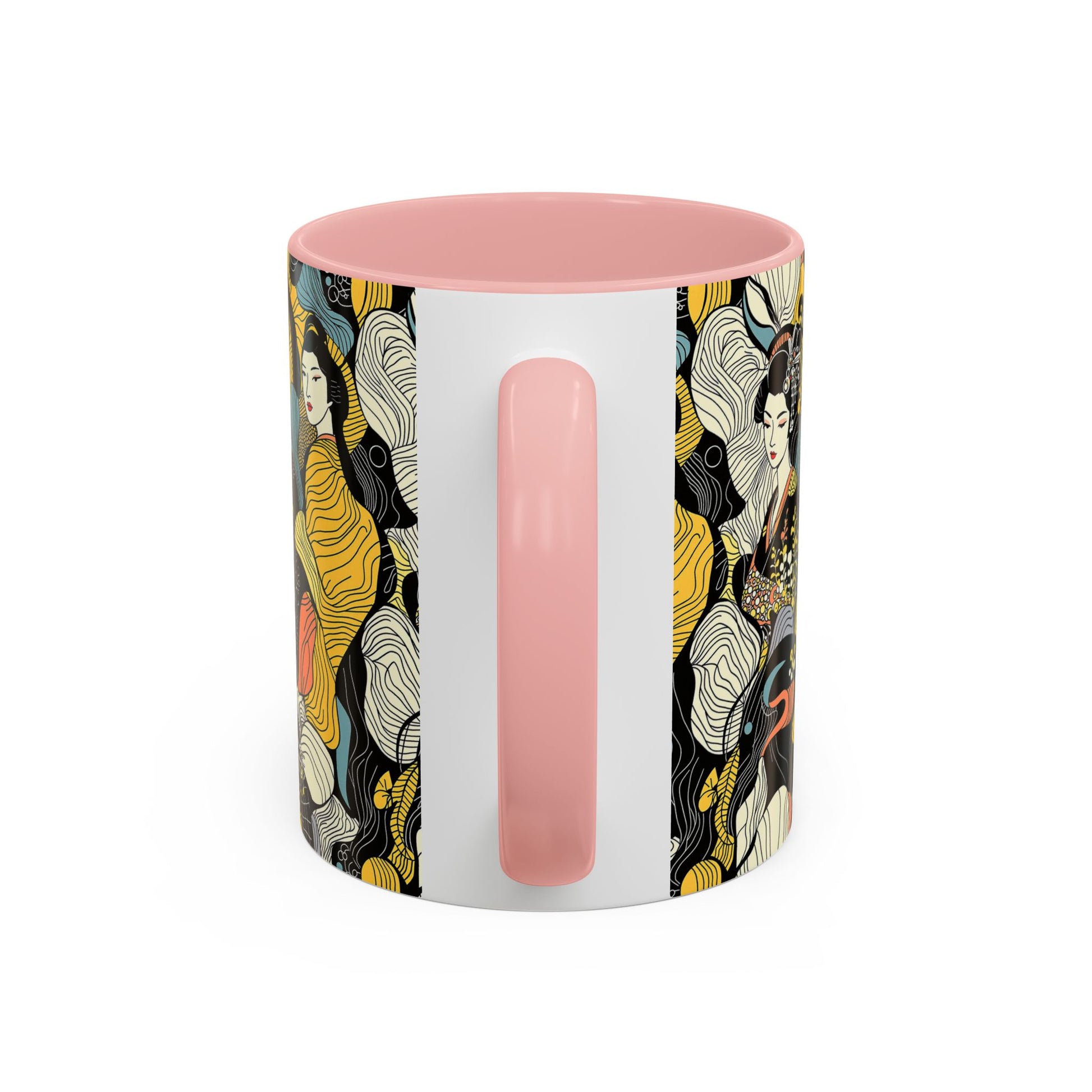 Geisha Pattern Accent Coffee Mug — Artistic Japanese Women Design (11/15oz) - Eyrian