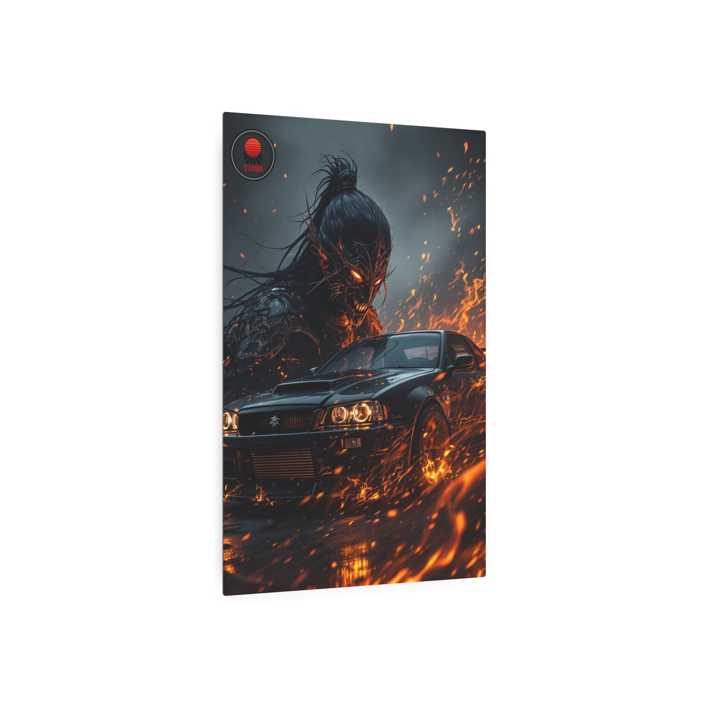 Metal Art Sign — Fiery Demon JDM Car Scene