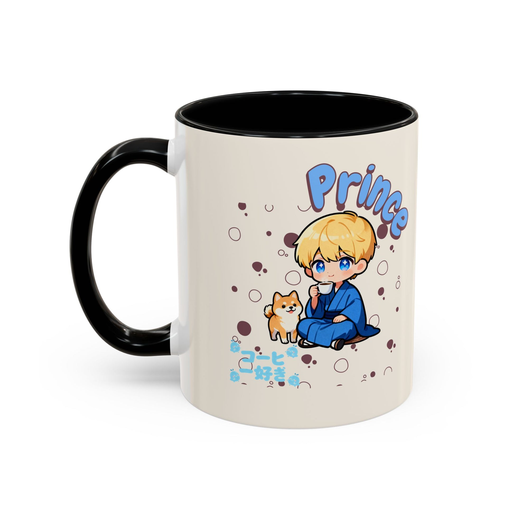Prince Character Accent Coffee Mug — Cute Anime Boy & Shiba Inu 11/15oz - TobiBrand