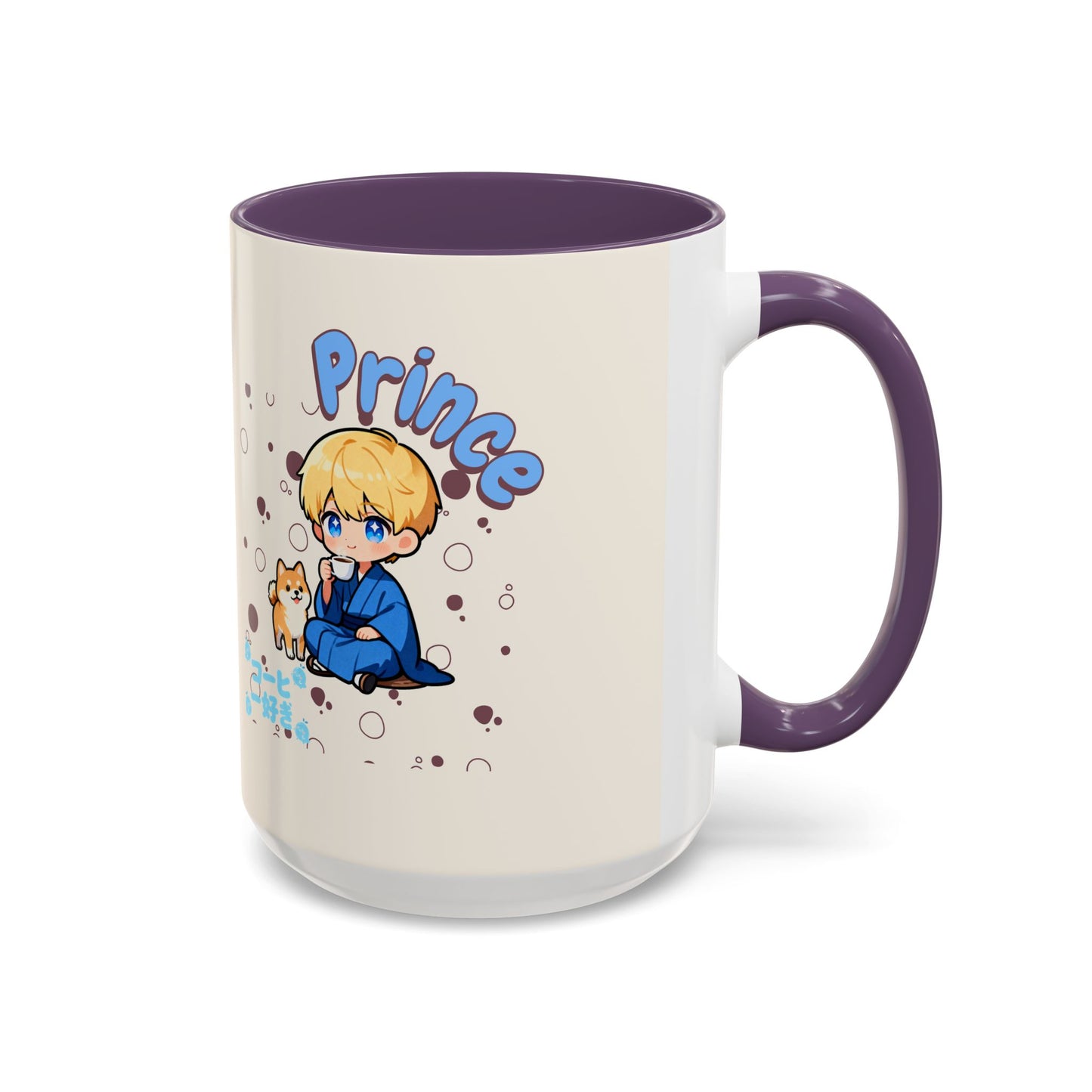 Prince Character Accent Coffee Mug — Cute Anime Boy & Shiba Inu 11/15oz - TobiBrand