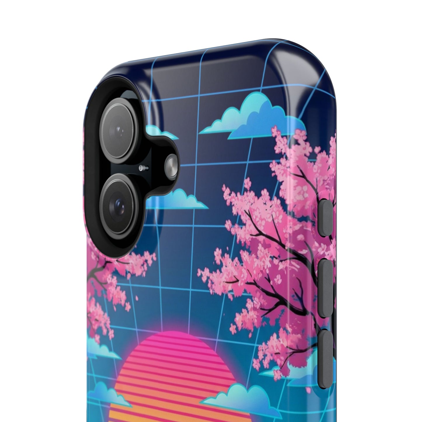 Phone Case — Retro Vaporwave Car with Mount Fuji & Cherry Blossoms (Magnetic Impact-Resistant)