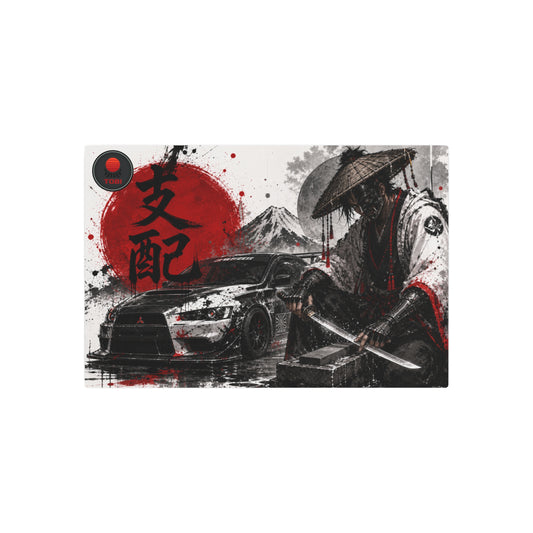 Metal Sign — Samurai and Sports Car Japanese Ink Art (Kanji Accent) - TobiBrand