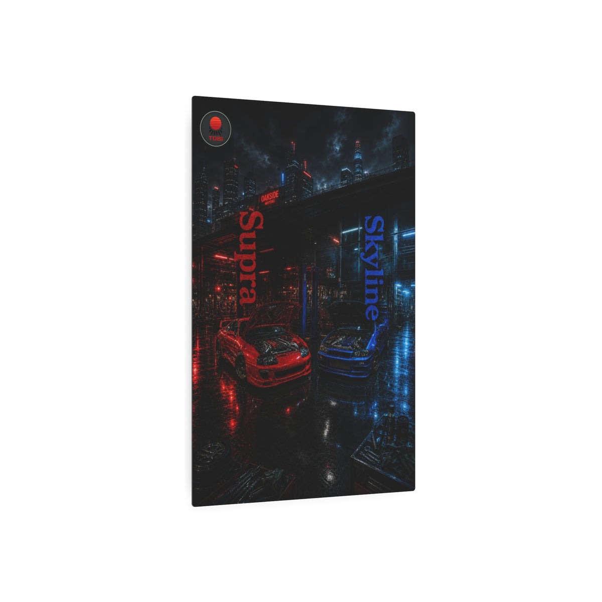 Metal Art Sign — Red vs Blue "Supra" & "Skyline"