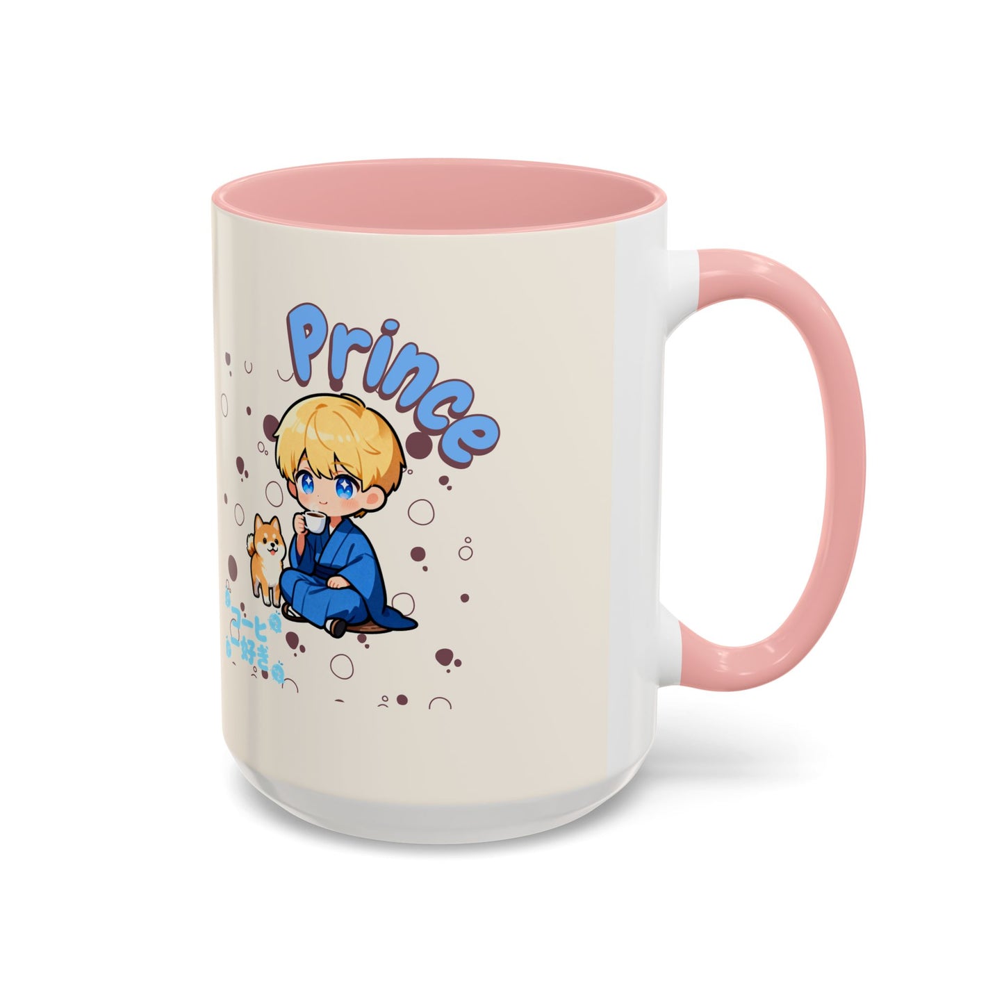 Prince Character Accent Coffee Mug — Cute Anime Boy & Shiba Inu 11/15oz - TobiBrand