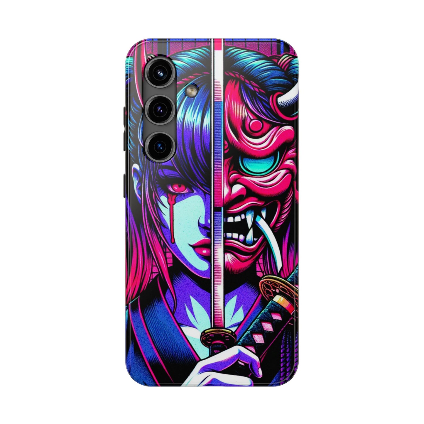 Oni Girl Samurai Phone Case — Protective Japanese Demon Warrior Design - Eyrian