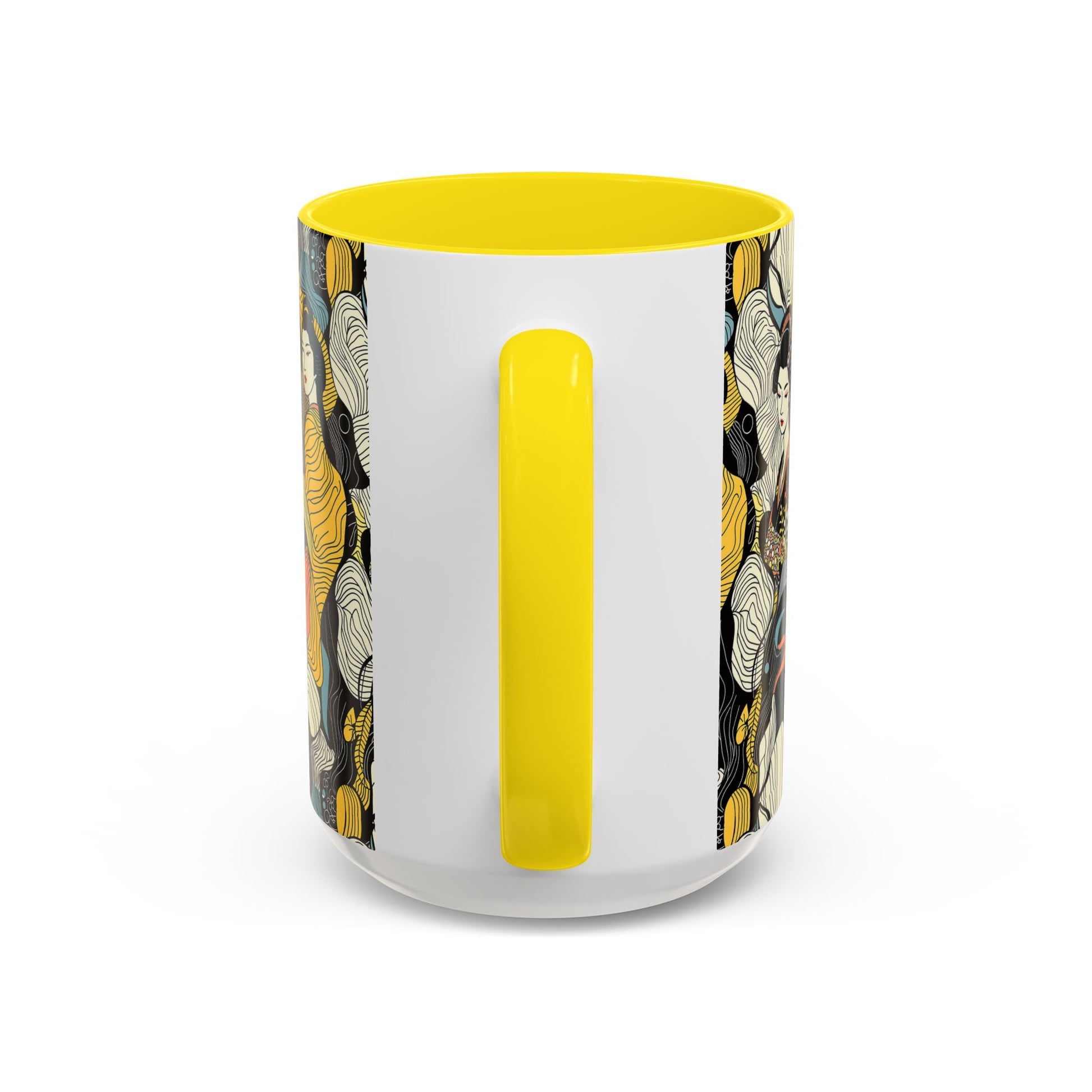 Geisha Pattern Accent Coffee Mug — Artistic Japanese Women Design (11/15oz) - Eyrian