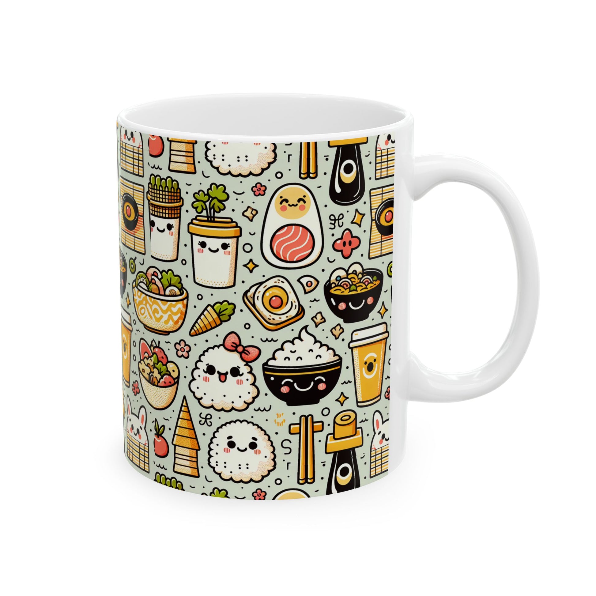 Kawaii Sushi & Bento Pattern Ceramic Mug (11oz/15oz) - Eyrian