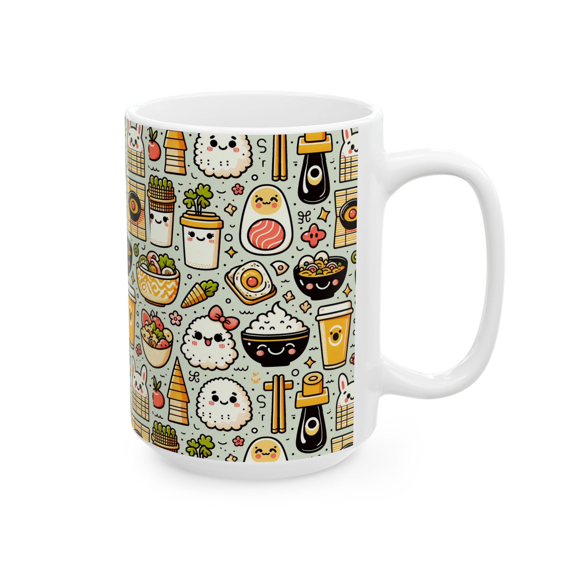Kawaii Sushi & Bento Pattern Ceramic Mug (11oz/15oz) - Eyrian