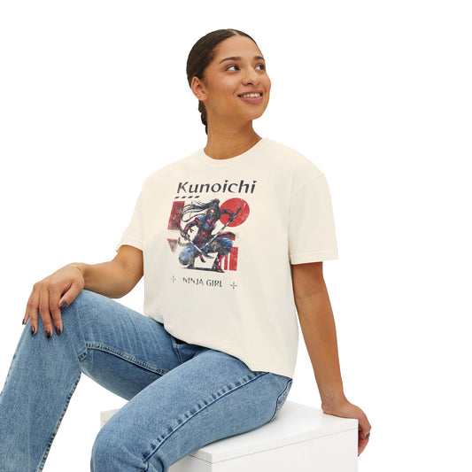 Women's Boxy Tee - Kunoichi Ninja Girl Graphic Tee for Anime Lovers - Eyrian