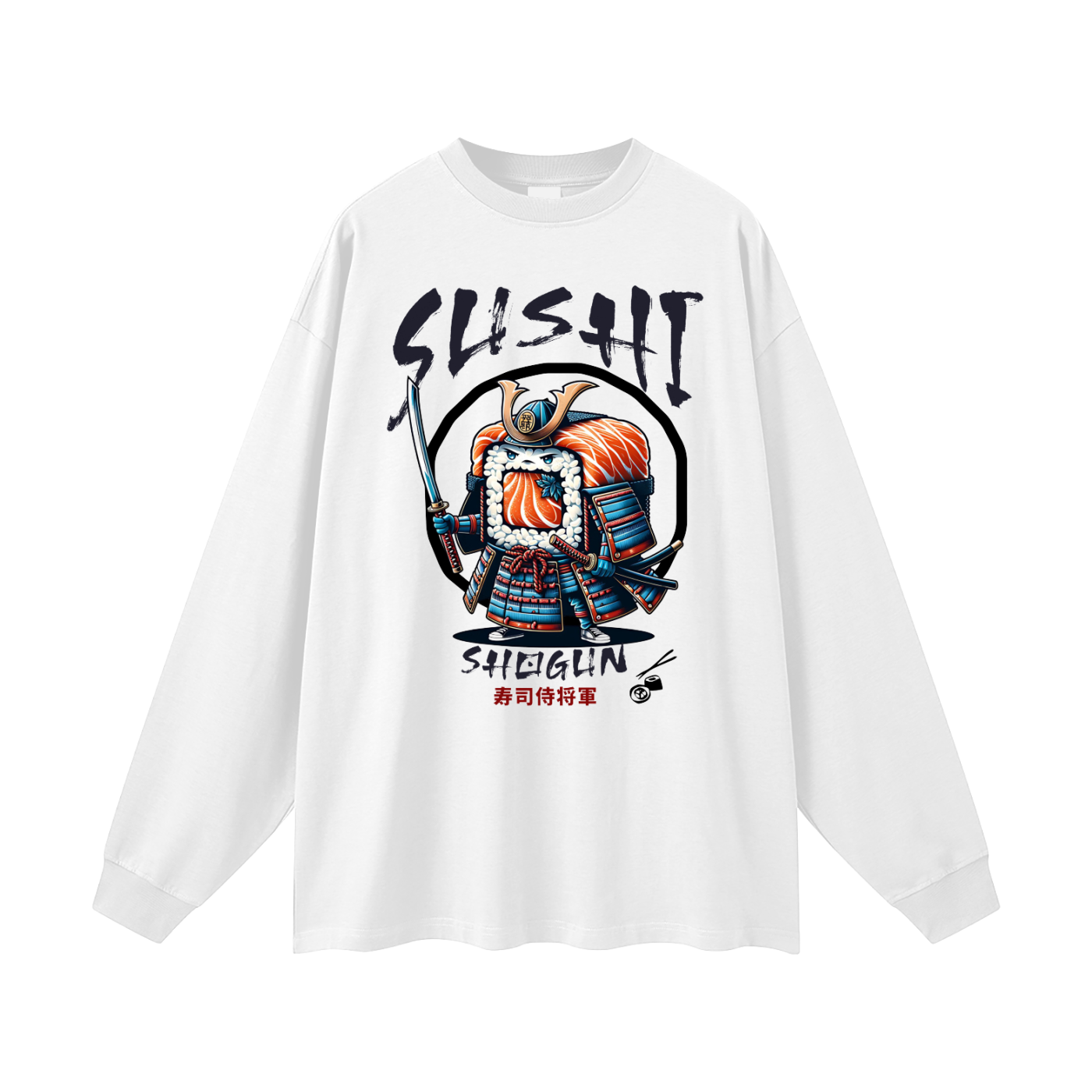 sushi,sushi lover,funny graphic design,japanese food,japanese culture,samurai,Tobi,Shogun,Sushi Shogun,Long Sleeve T-Shirt