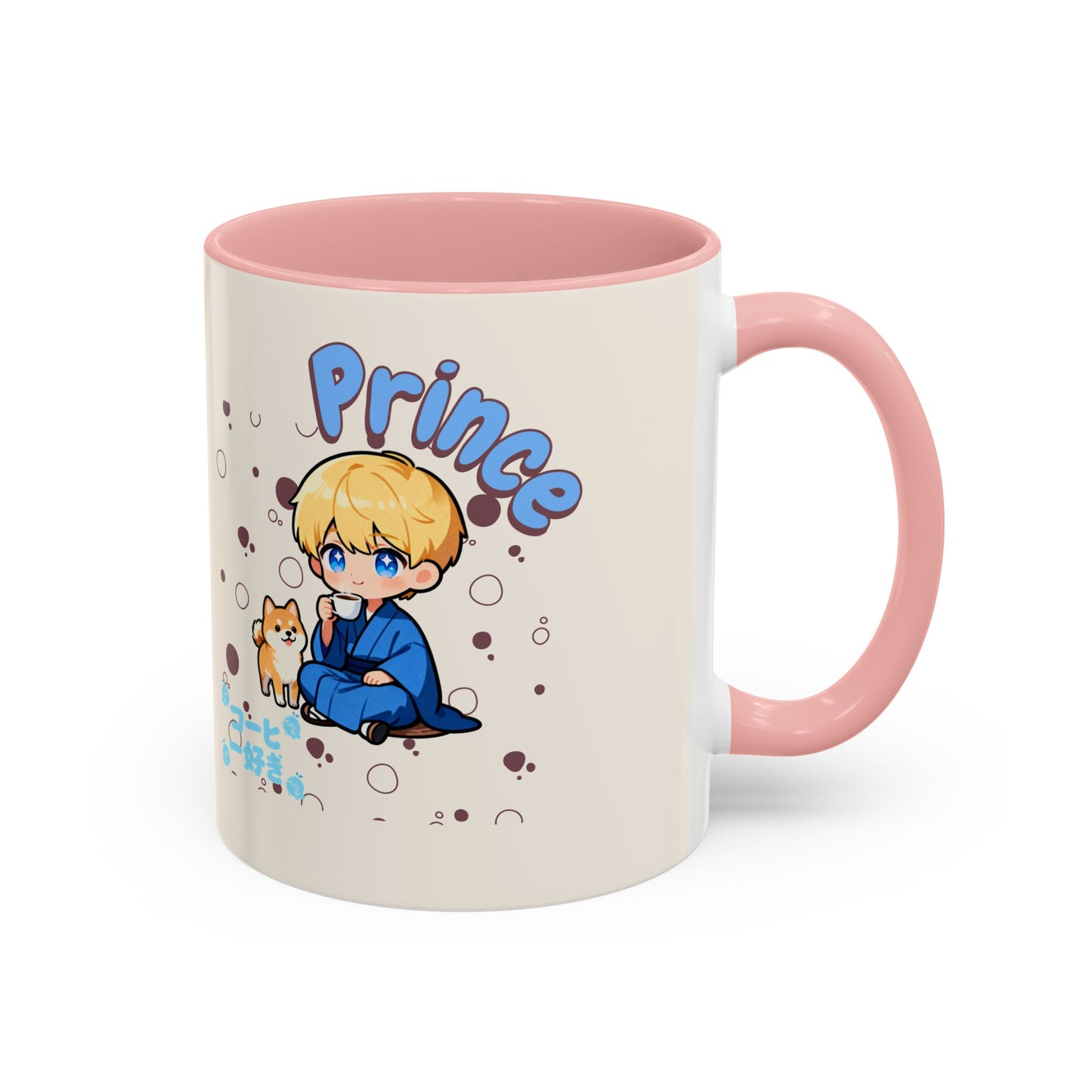 Prince Character Accent Coffee Mug — Cute Anime Boy & Shiba Inu 11/15oz - TobiBrand