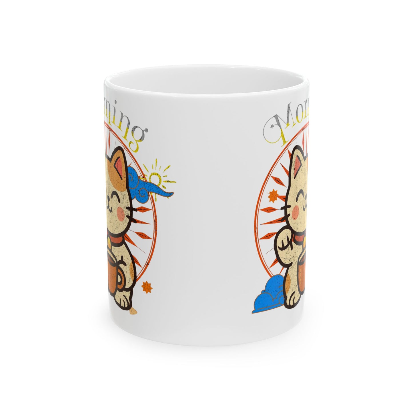 Ceramic Mug - Good Morning Cat Coffee Cup (11oz/15oz) - Eyrian
