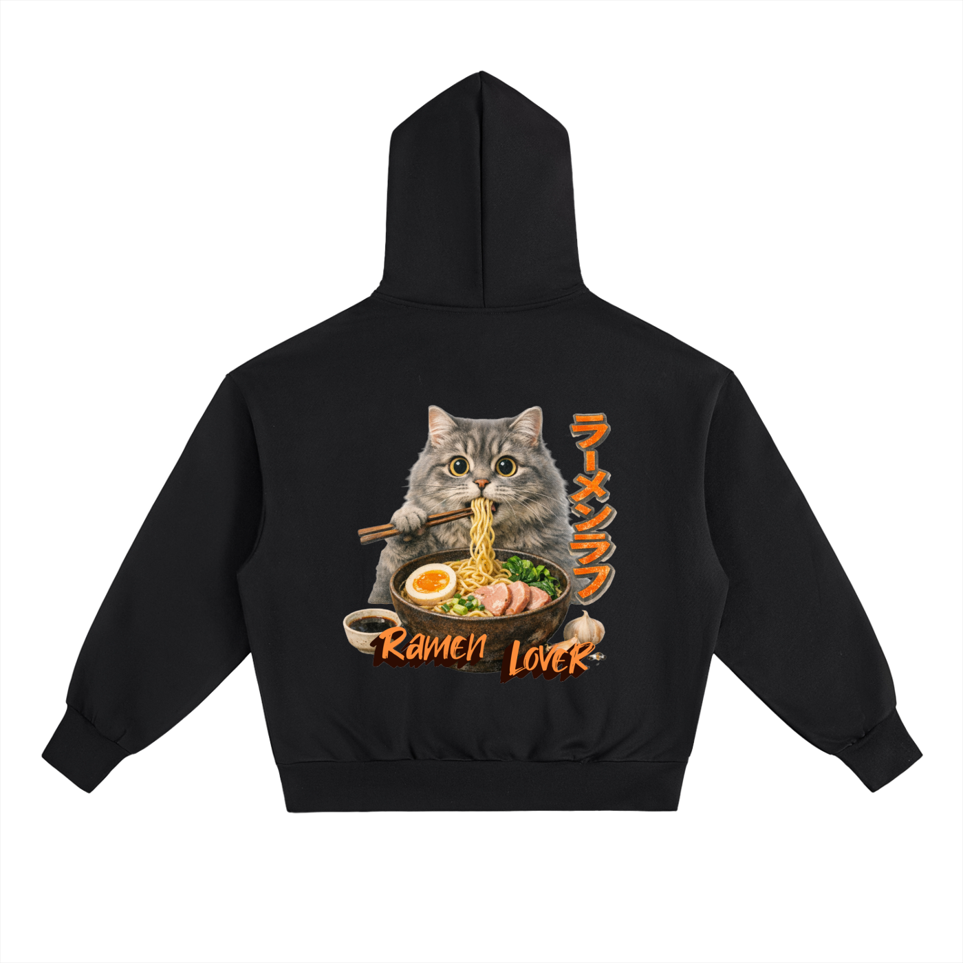 cat lover,cute hoodie,funny hoodie,ramen lover,japanese writing,TobiBrand,cat eating ramen,gift for her,gift for him