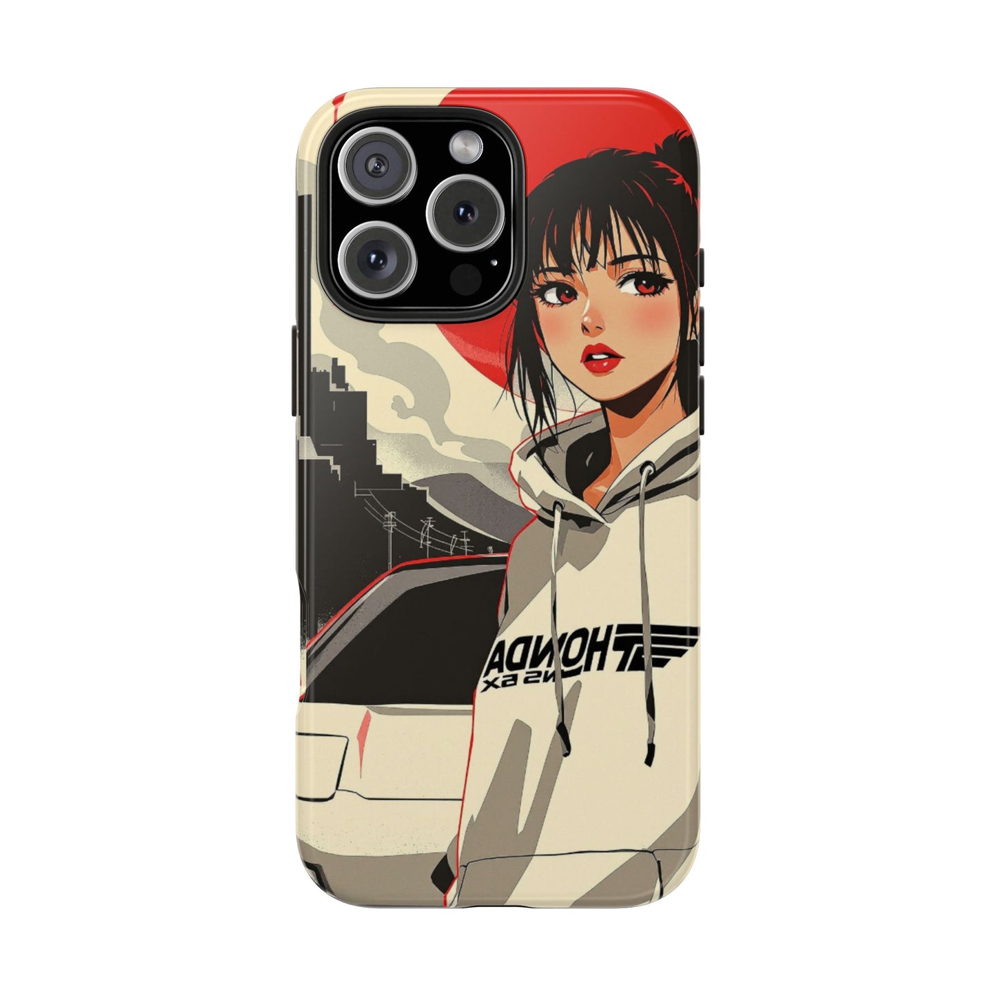 Anime Girl Racing Phone Case — Red Sun Aesthetic Tough Phone Case - Eyrian