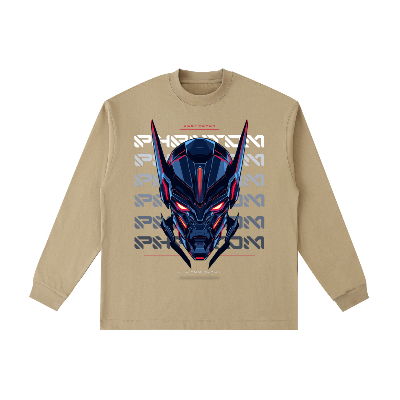 Robot,TobiBrand,Long Sleeve Graphic Tee,Phantom Destroyer,Gift for Him,Gift for Her,Cool T-Shirt,Anime Graphic