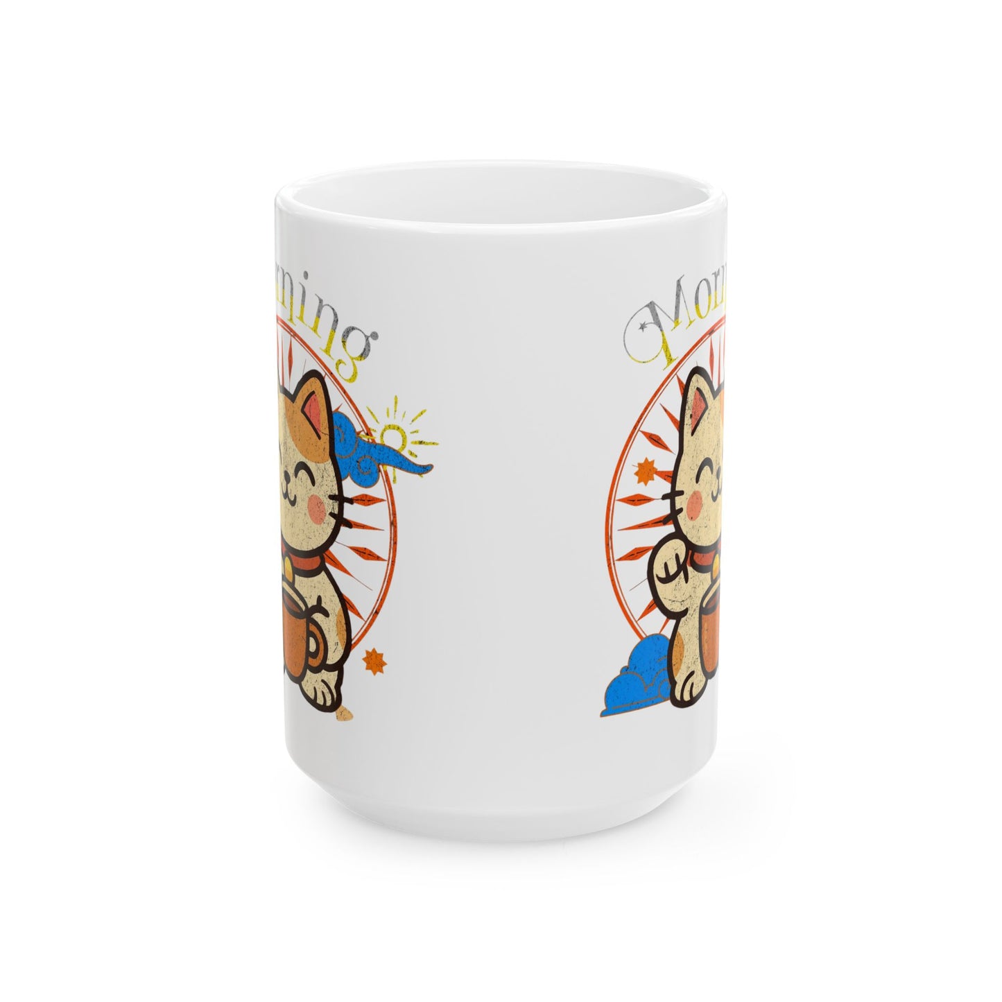 Ceramic Mug - Good Morning Cat Coffee Cup (11oz/15oz) - Eyrian