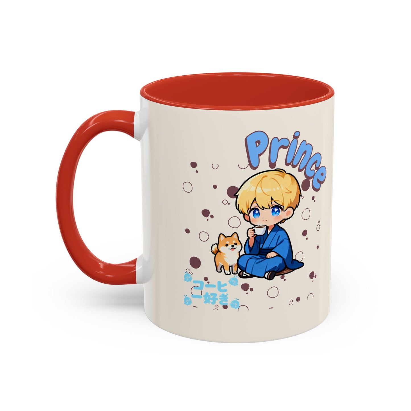 Prince Character Accent Coffee Mug — Cute Anime Boy & Shiba Inu 11/15oz - TobiBrand