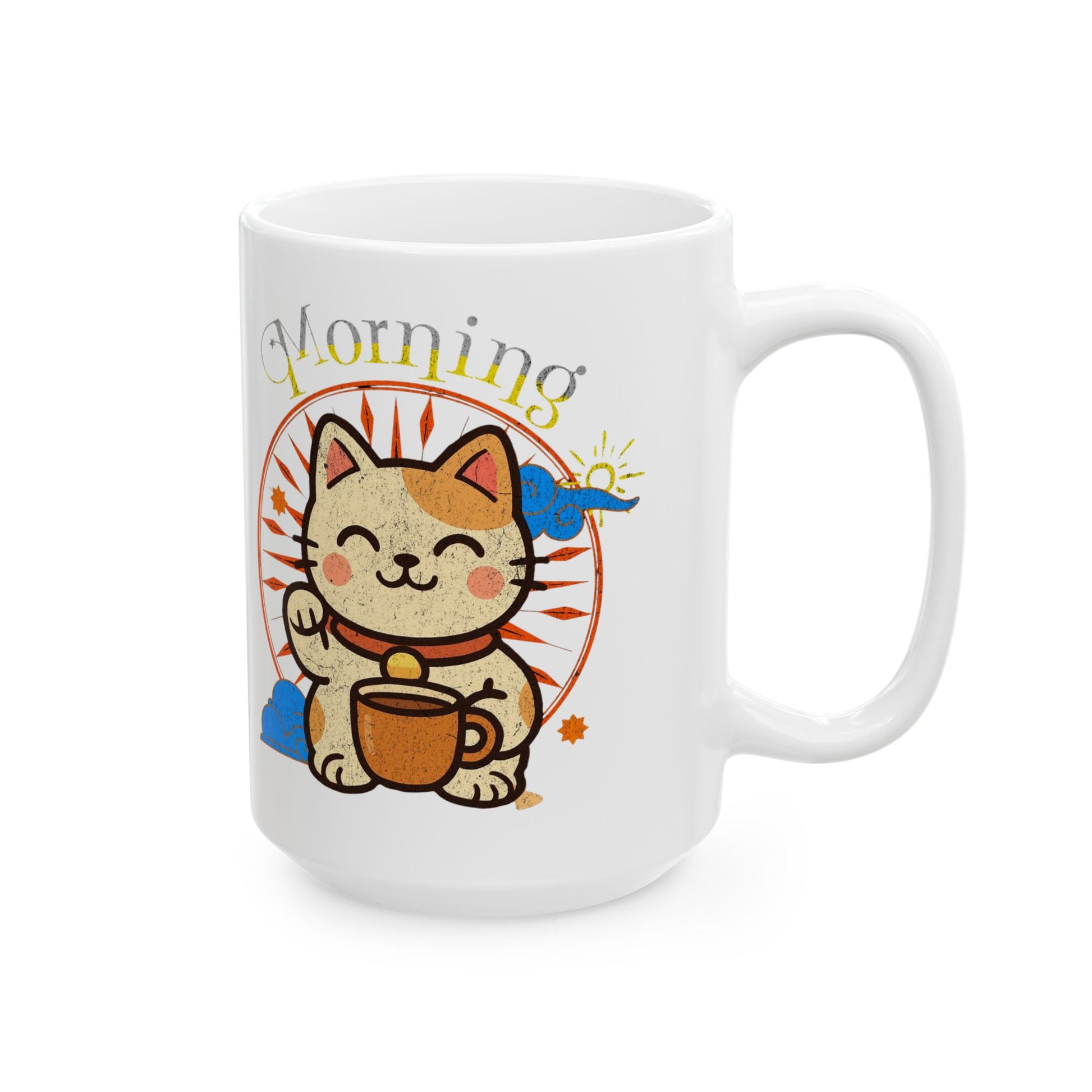 Ceramic Mug - Good Morning Cat Coffee Cup (11oz/15oz) - Eyrian