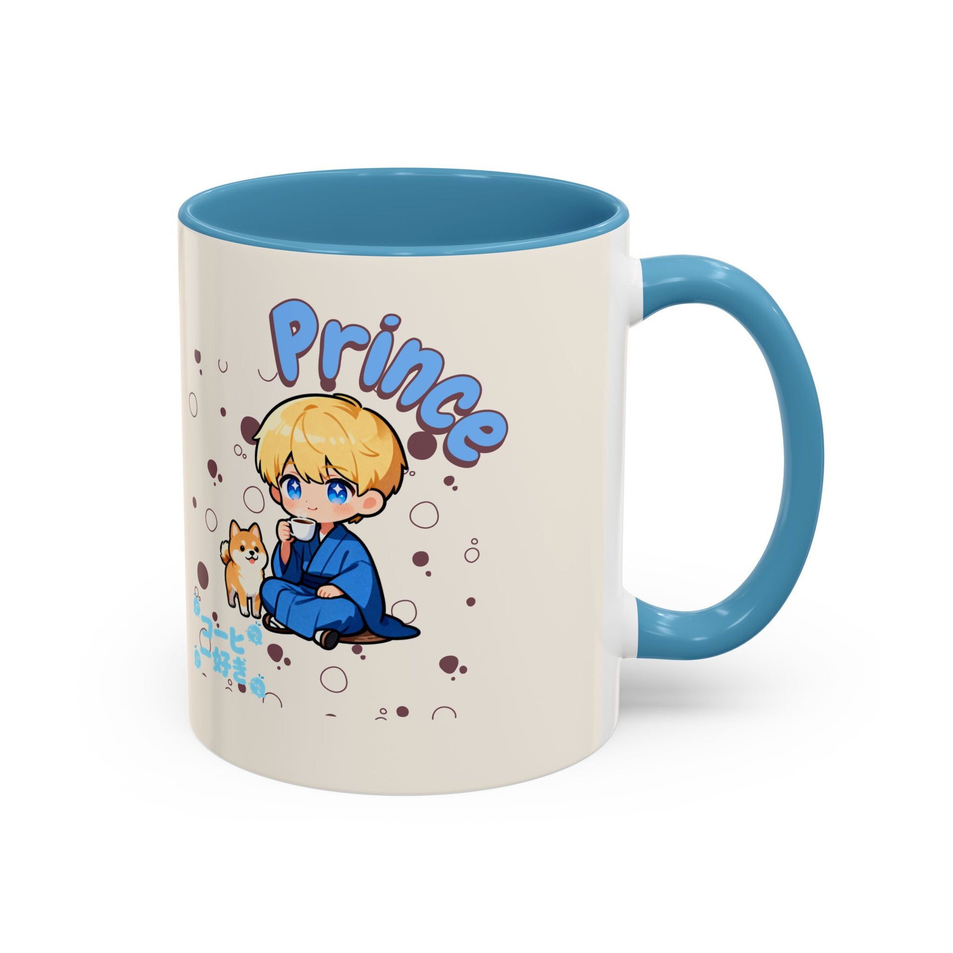 Prince Character Accent Coffee Mug — Cute Anime Boy & Shiba Inu 11/15oz - TobiBrand