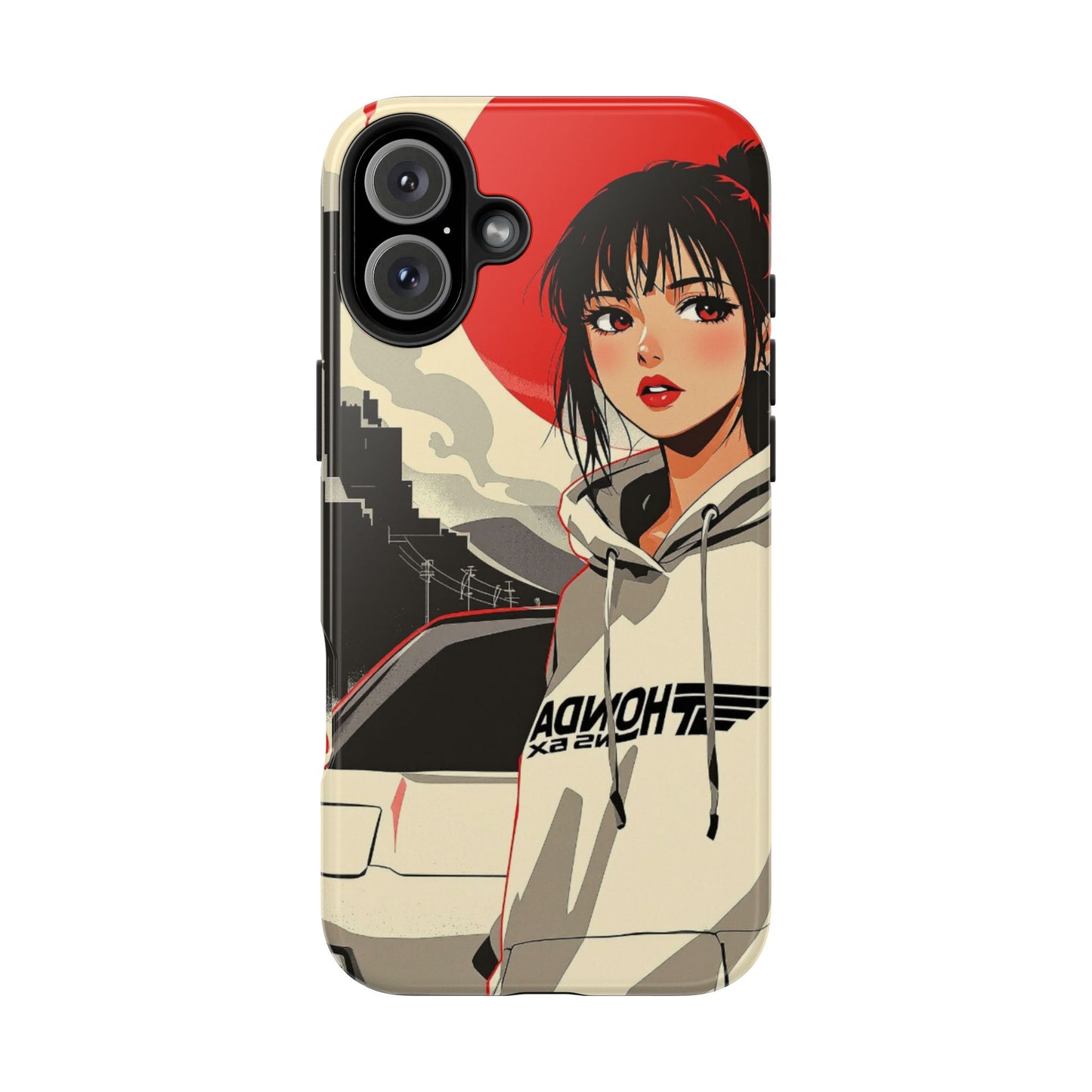 Anime Girl Racing Phone Case — Red Sun Aesthetic Tough Phone Case - Eyrian