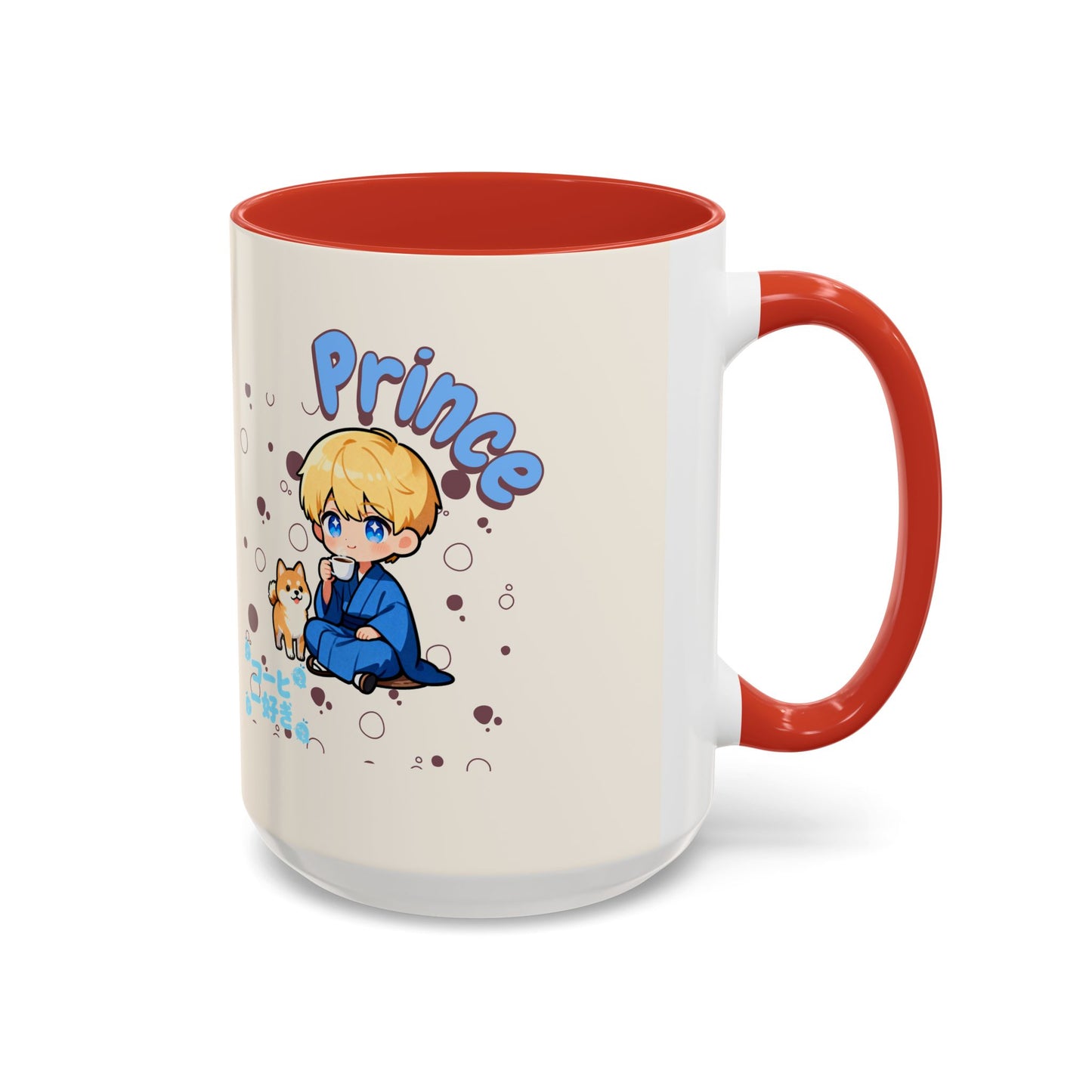 Prince Character Accent Coffee Mug — Cute Anime Boy & Shiba Inu 11/15oz - TobiBrand