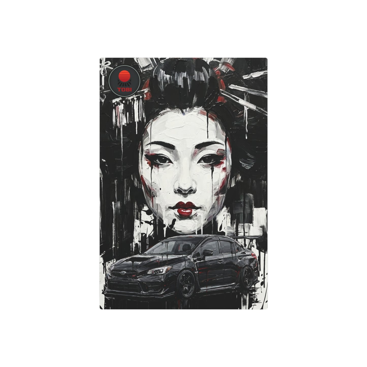 Geisha & Sport Sedan Metal Art Sign – Urban Street Pop Car Poster