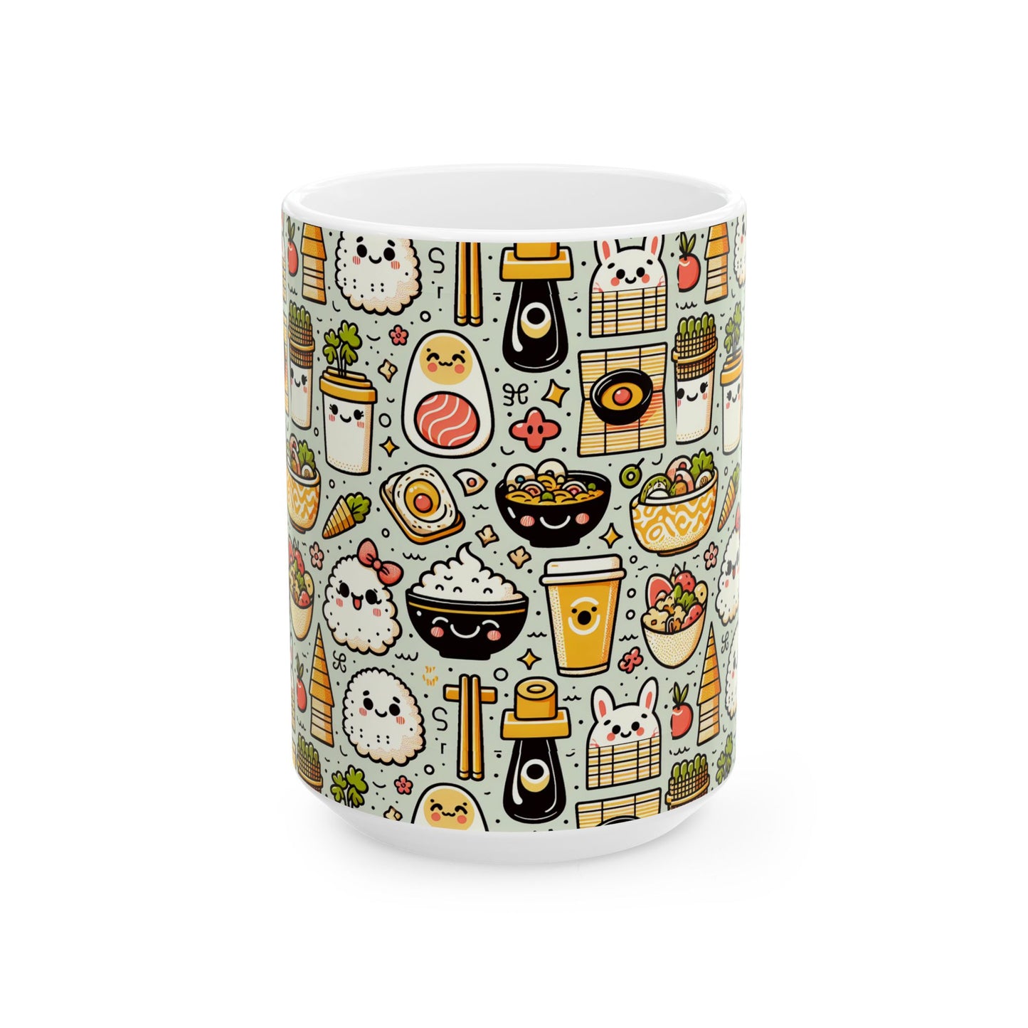 Kawaii Sushi & Bento Pattern Ceramic Mug (11oz/15oz) - Eyrian