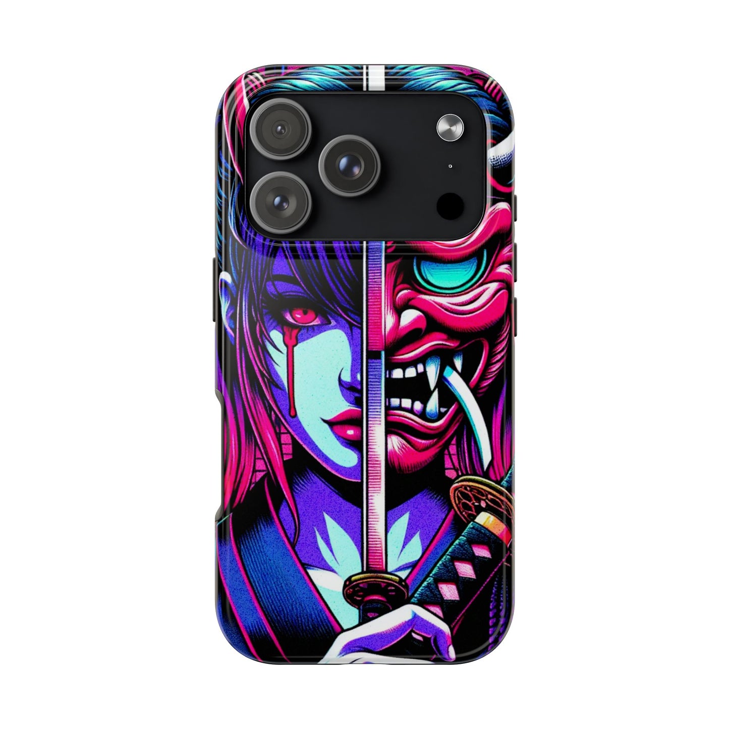 Oni Girl Samurai Phone Case — Protective Japanese Demon Warrior Design - Eyrian