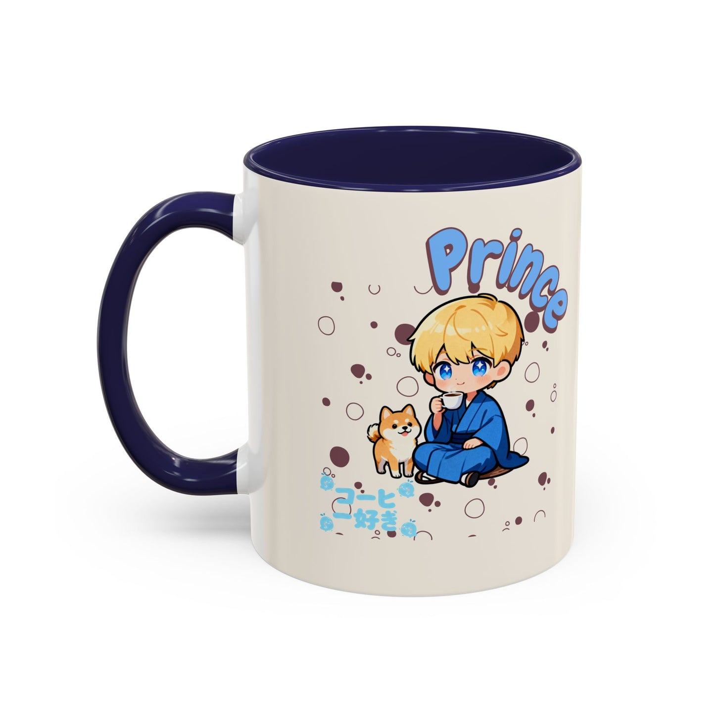 Prince Character Accent Coffee Mug — Cute Anime Boy & Shiba Inu 11/15oz - TobiBrand