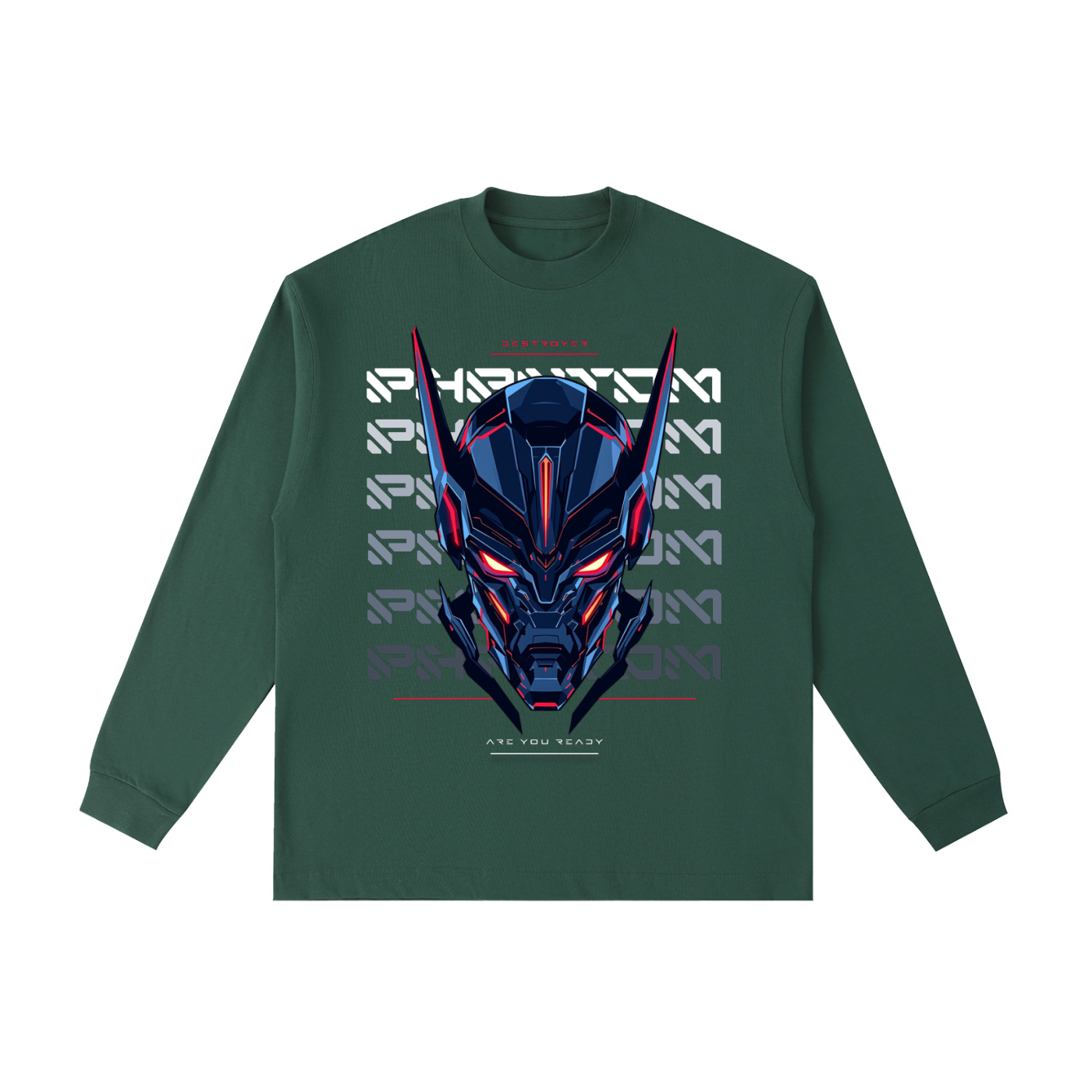Robot,TobiBrand,Long Sleeve Graphic Tee,Phantom Destroyer,Gift for Him,Gift for Her,Cool T-Shirt,Anime Graphic