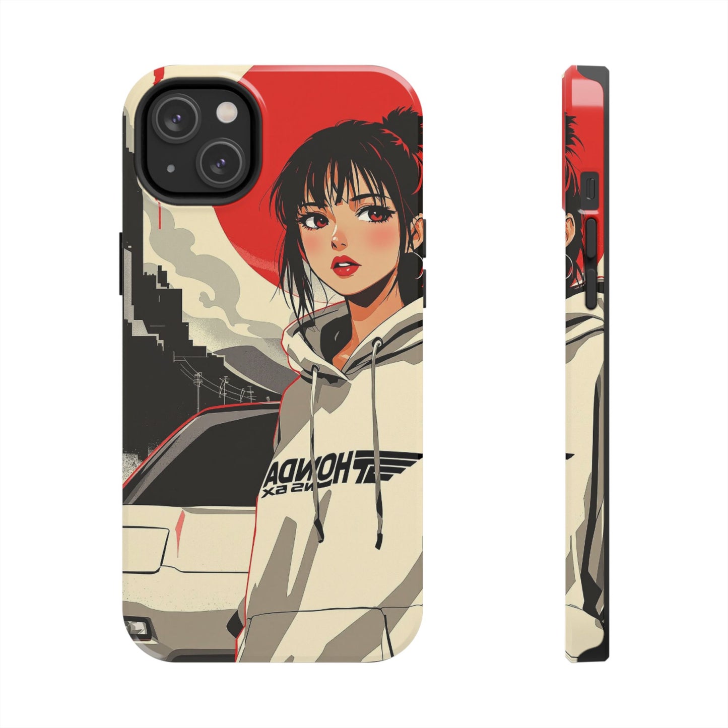 Anime Girl Racing Phone Case — Red Sun Aesthetic Tough Phone Case - Eyrian