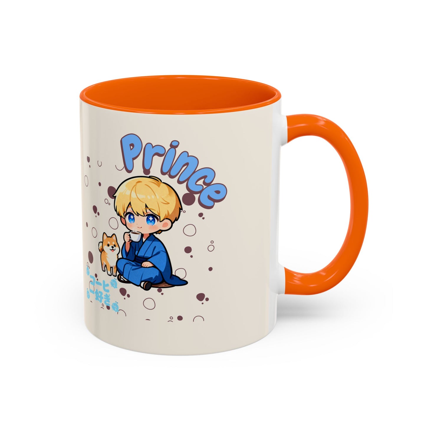 Prince Character Accent Coffee Mug — Cute Anime Boy & Shiba Inu 11/15oz - TobiBrand