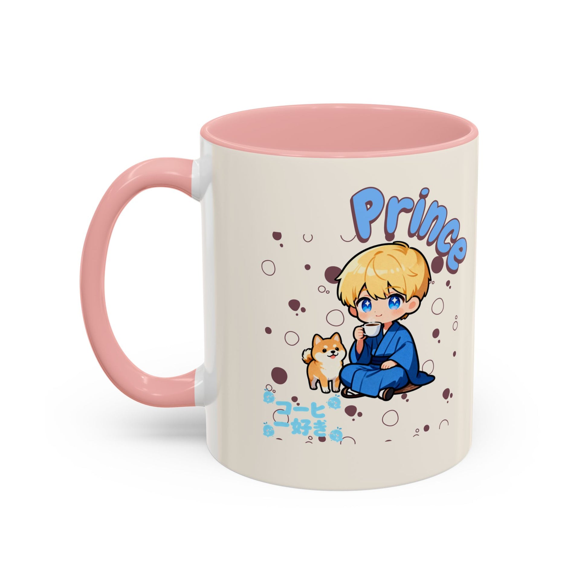 Prince Character Accent Coffee Mug — Cute Anime Boy & Shiba Inu 11/15oz - TobiBrand