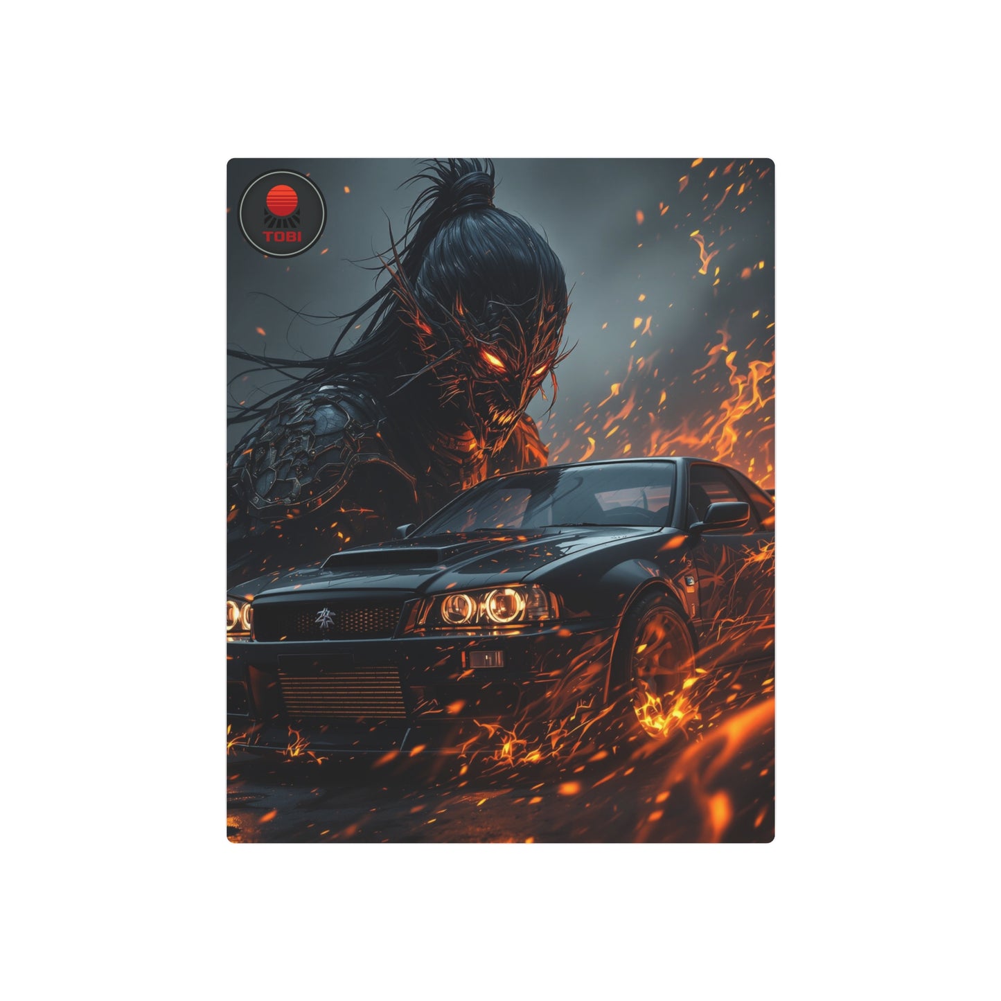 Metal Art Sign — Fiery Demon JDM Car Scene