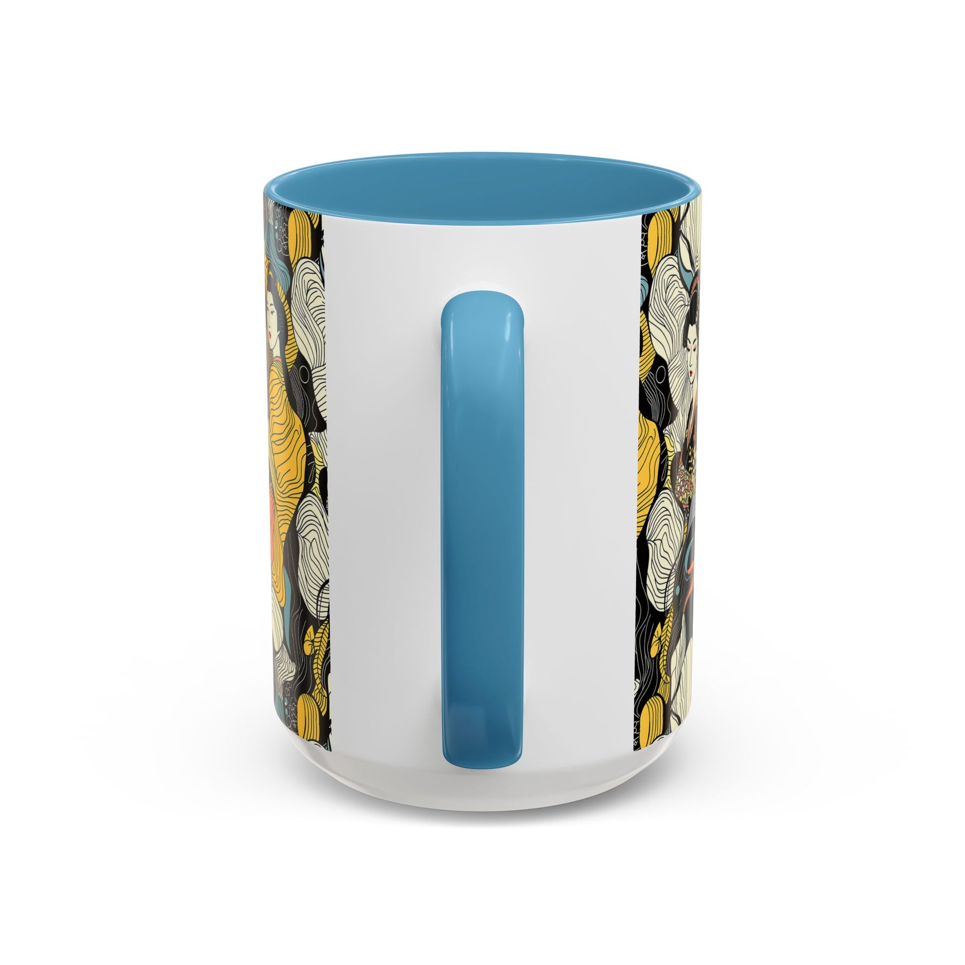 Geisha Pattern Accent Coffee Mug — Artistic Japanese Women Design (11/15oz) - Eyrian