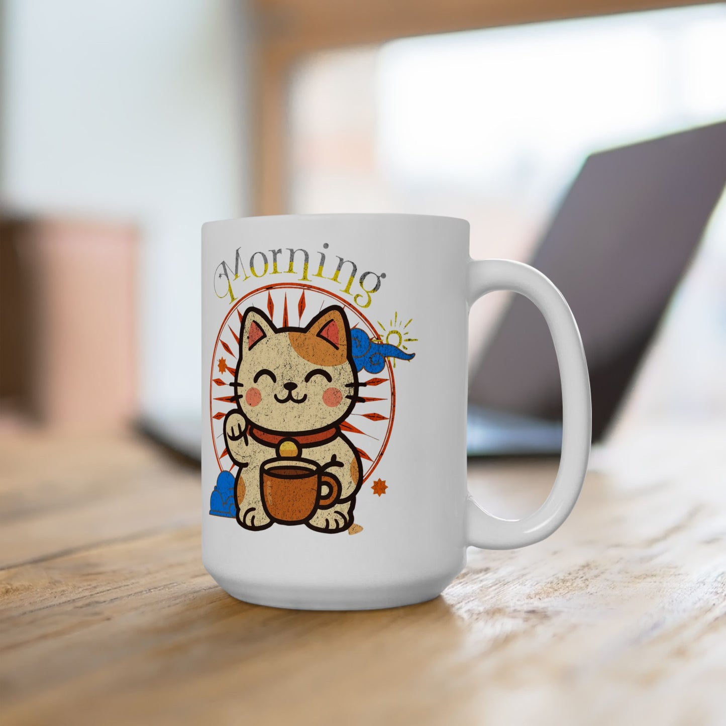 Ceramic Mug - Good Morning Cat Coffee Cup (11oz/15oz) - Eyrian