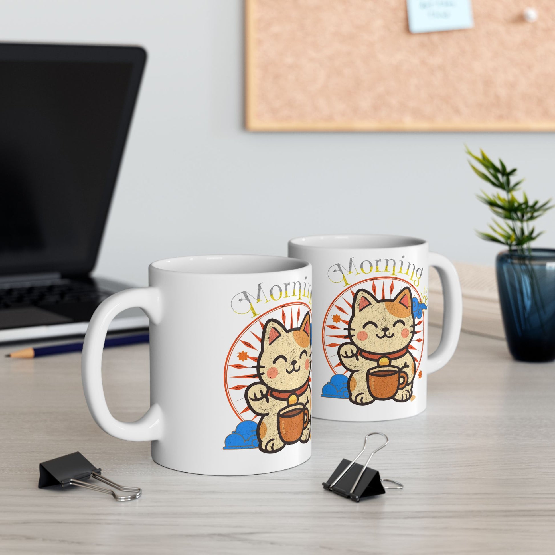 Ceramic Mug - Good Morning Cat Coffee Cup (11oz/15oz) - Eyrian