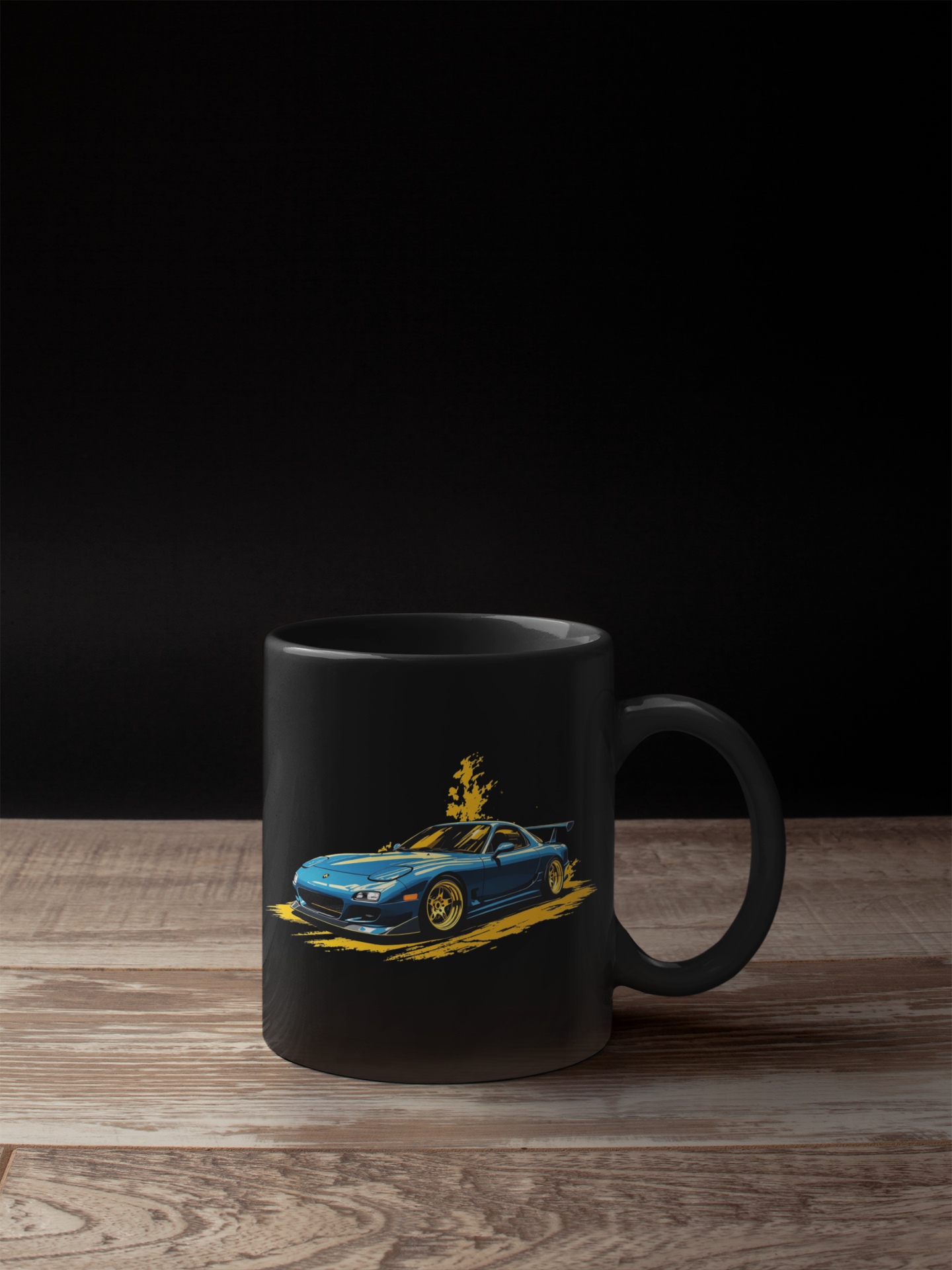 Blue RX-7 Car Mug — Ceramic Black 11oz & 15oz (Car Enthusiast Gift) - Eyrian