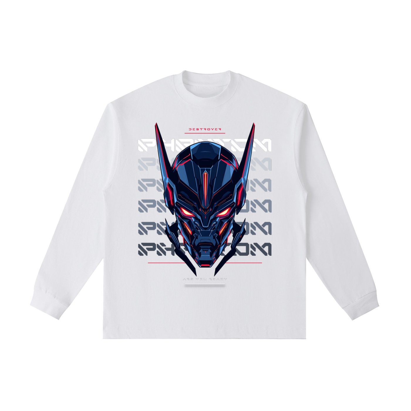 Robot,TobiBrand,Long Sleeve Graphic Tee,Phantom Destroyer,Gift for Him,Gift for Her,Cool T-Shirt,Anime Graphic