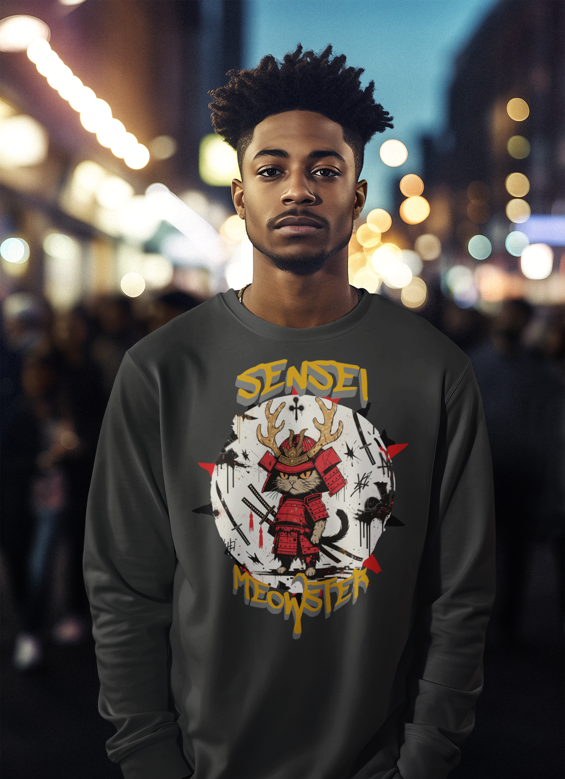 Sensei Meowster - Oversize Long Sleeve T-Shirt - TobiBrand