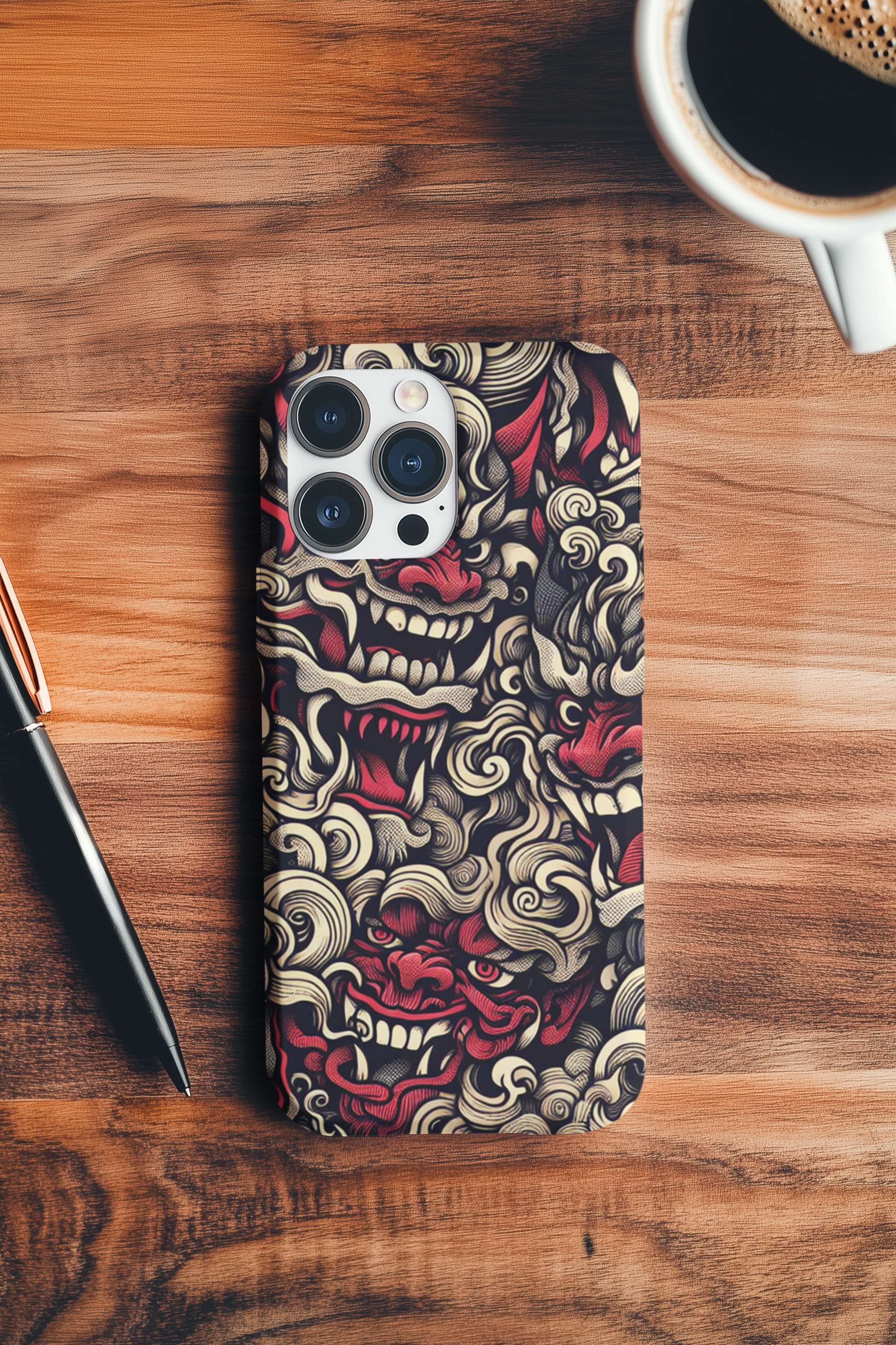 Oni Protective Phone Case — Japanese Folklore Demon Design - Eyrian