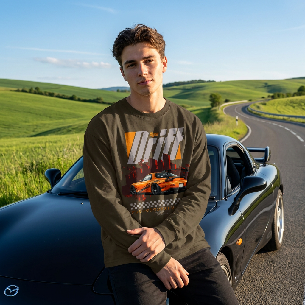 Hyper Drift - Graphic Oversized Unisex Long Sleeve T-Shirt - TobiBrand