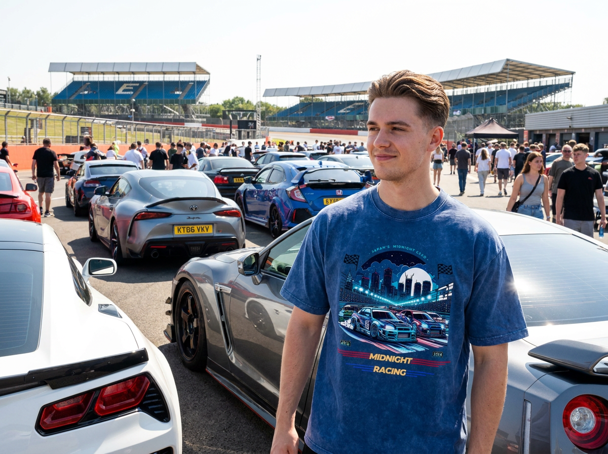 JDM Midnight Racing - Oversized Cotton T-Shirt - TobiBrand