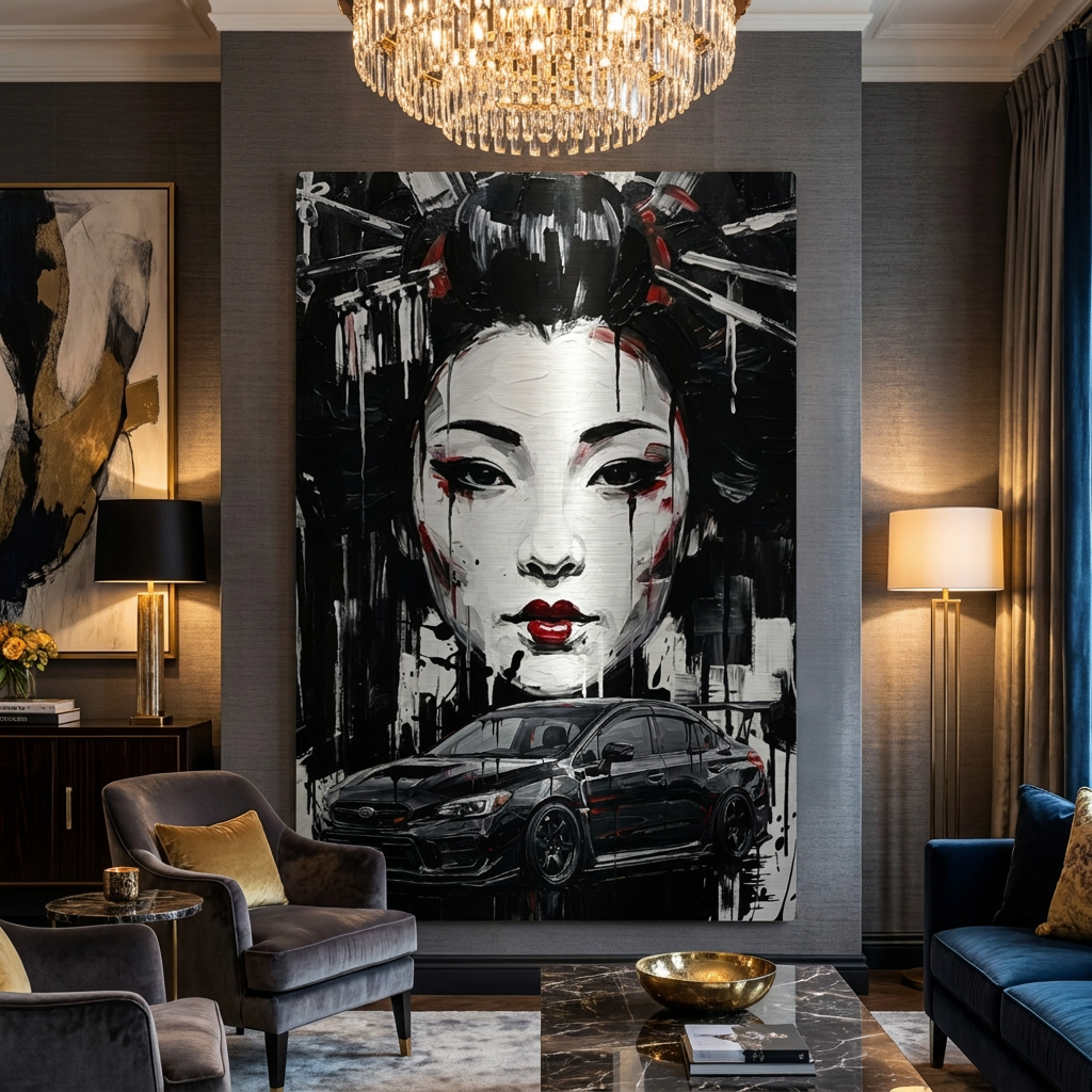 Geisha & Sport Sedan Metal Art Sign – Urban Street Pop Car Poster - TobiBrand