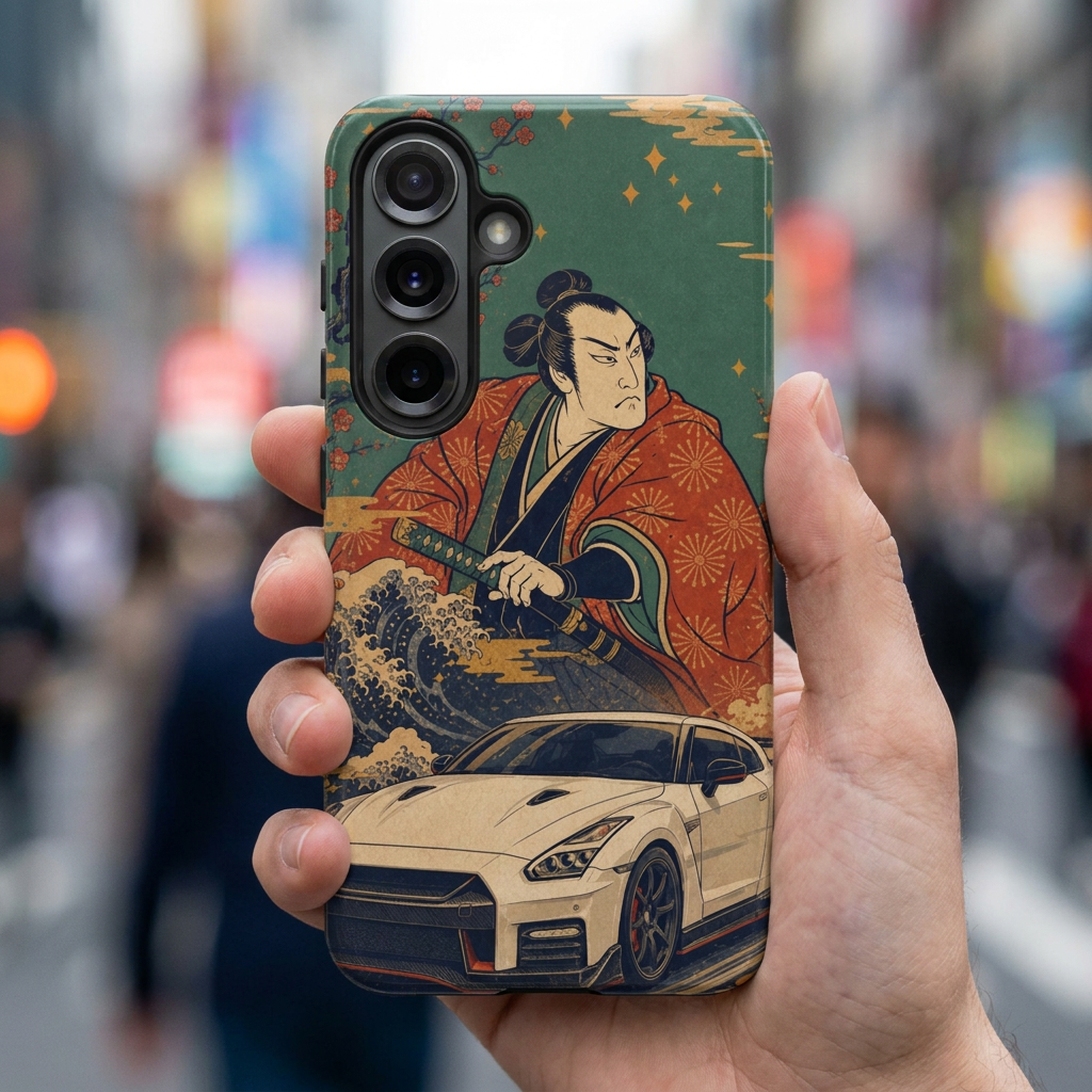 Samurai & GT-R Tough Phone Case — Japanese Wave Art Phone Case - TobiBrand