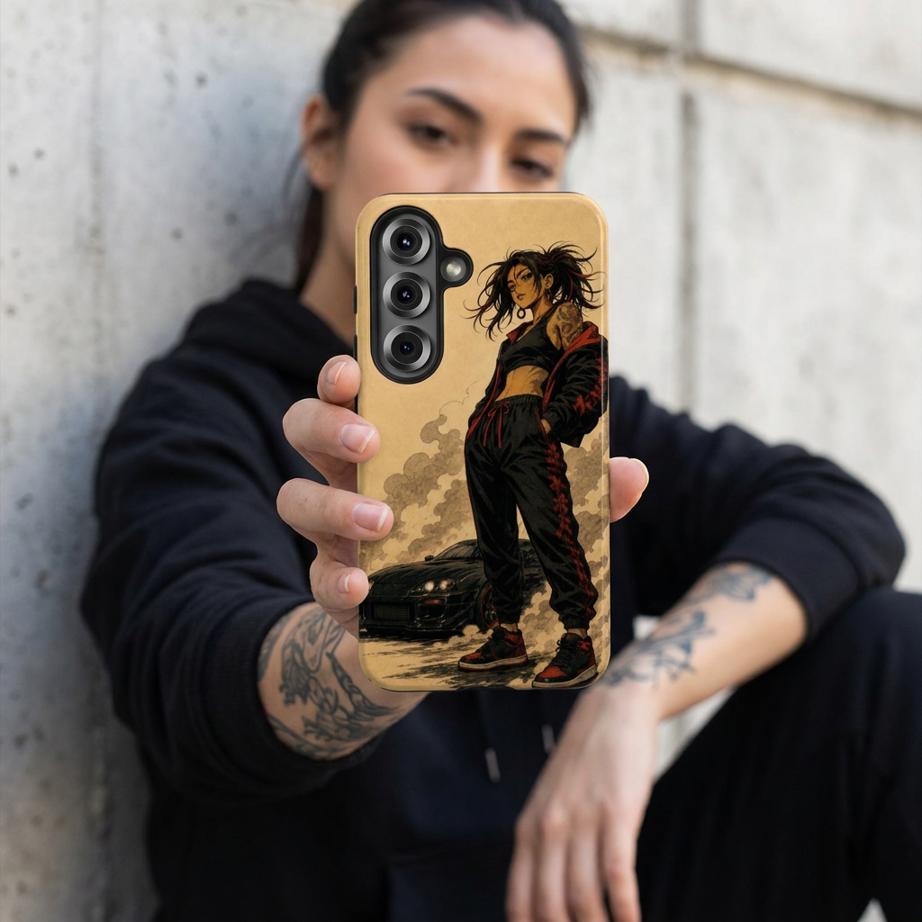 Street Racer Girl Tough Phone Case — Anime-Inspired Protective iPhone Cover - TobiBrand