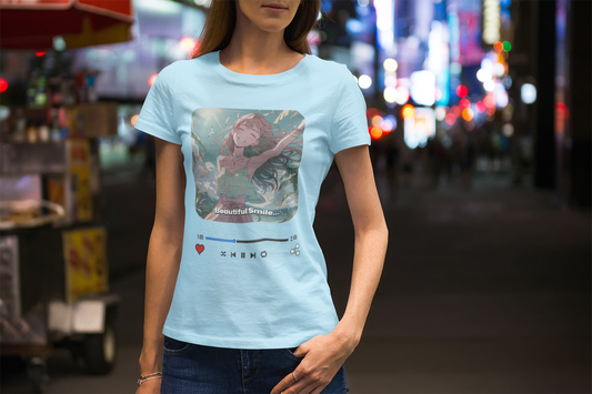 Anime Girl Song - Essential Bodycon Crewneck T-Shirt - Eyrian